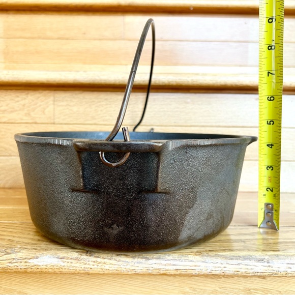 WAGNER 1891 Cast Iron Dutch Oven Bail Handle Pre Seasoned Saute Fry Baking Roast